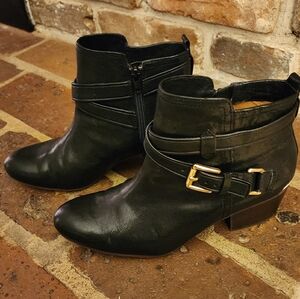 Coach Pauline Black Leather Ankle Boots